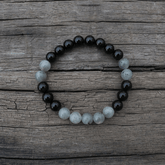 Bracelet en Labradorite et Onyx Noir | Lithothérapie Stéphanie